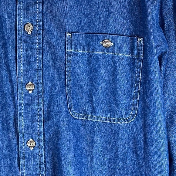 America First DOCKERS Denim Button Up Shirt W/USA Patch Size Medium - Picture 5 of 12